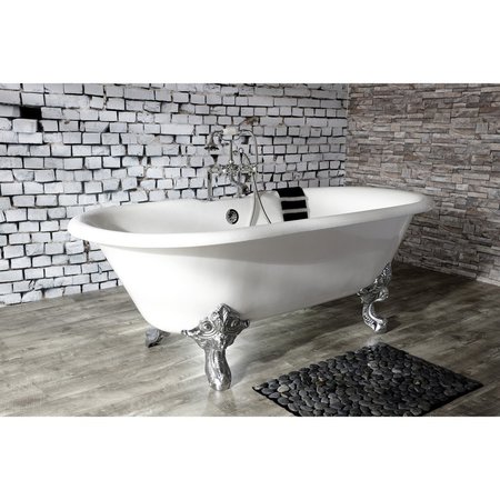 Aqua Eden Clawfoot Bathtubs, 72 L, 31.88 W, White/Polished Chrome, Cast Iron VCT7DE7232NL1